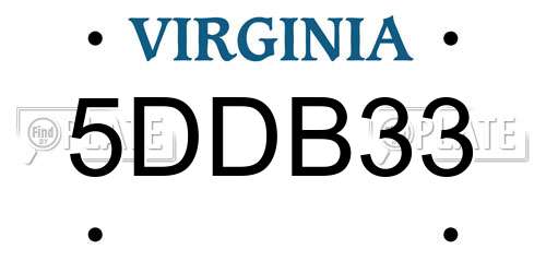 5DDB33 Virginia License Plate