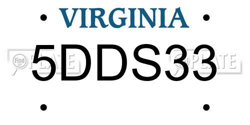 5DDS33 Virginia License Plate