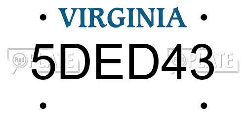 5DED43 Virginia License Plate