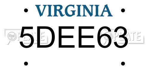 5DEE63 Virginia License Plate
