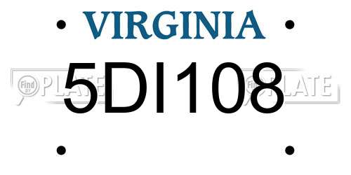 5DI108 Virginia License Plate