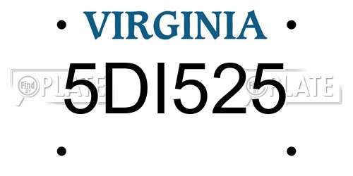 5DI525 Virginia License Plate