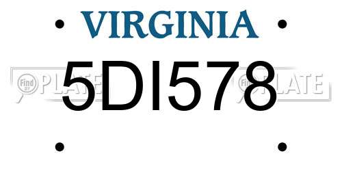 5DI578 Virginia License Plate