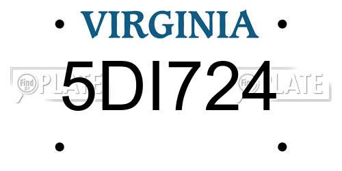 5DI724 Virginia License Plate