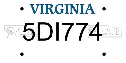5DI774 Virginia License Plate