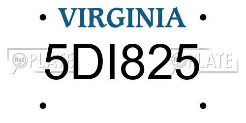 5DI825 Virginia License Plate