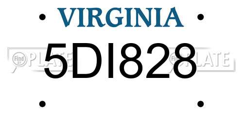 5DI828 Virginia License Plate