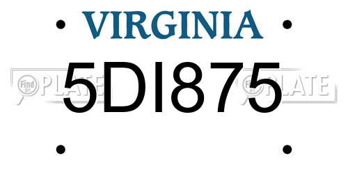5DI875 Virginia License Plate