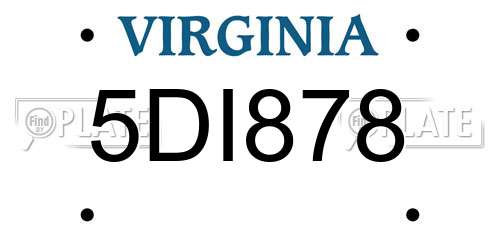 5DI878 Virginia License Plate