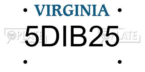 5DIB25 Virginia License Plate