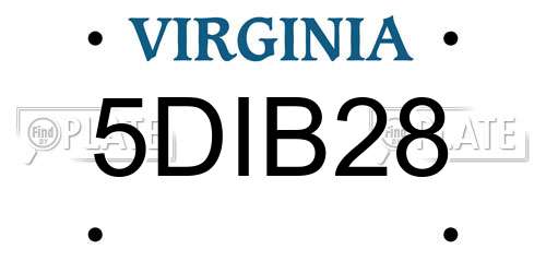 5DIB28 Virginia License Plate