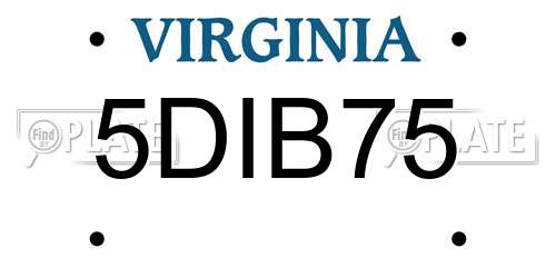 5DIB75 Virginia License Plate