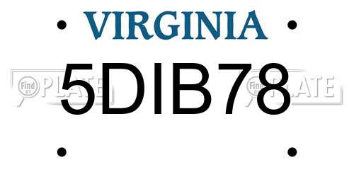5DIB78 Virginia License Plate