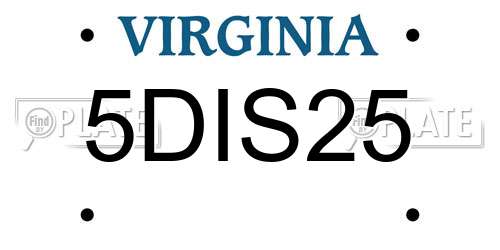 5DIS25 Virginia License Plate