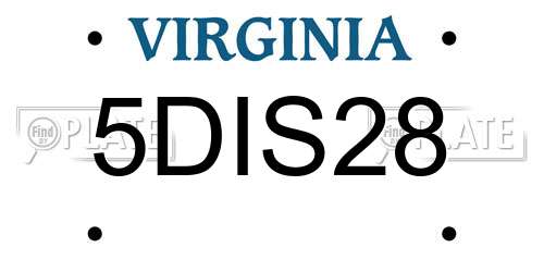 5DIS28 Virginia License Plate