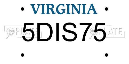 5DIS75 Virginia License Plate