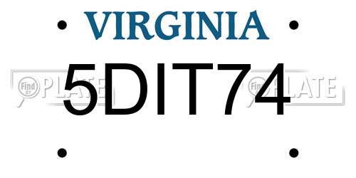 5DIT74 Virginia License Plate