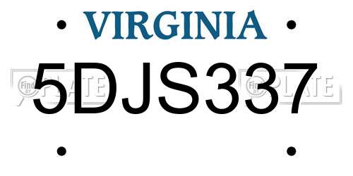 5DJS337 Virginia License Plate