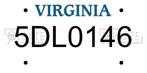 5DL0146 Virginia License Plate