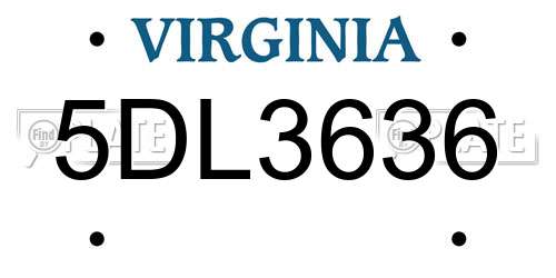 5DL3636 Virginia License Plate