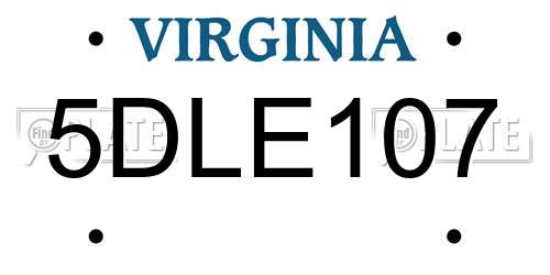 5DLE107 Virginia License Plate