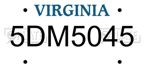 5DM5045 Virginia License Plate