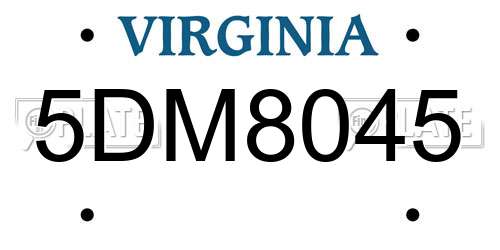 5DM8045 Virginia License Plate