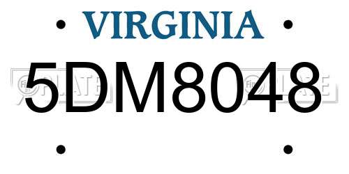 5DM8048 Virginia License Plate