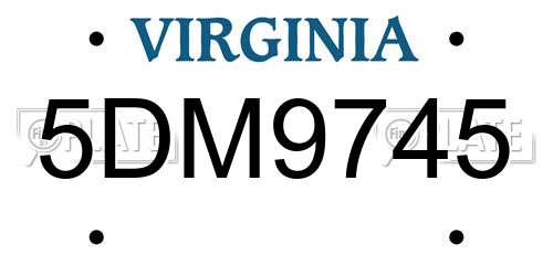 5DM9745 Virginia License Plate