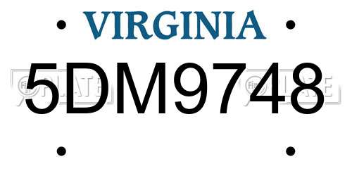 5DM9748 Virginia License Plate