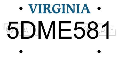 5DME581 Virginia License Plate