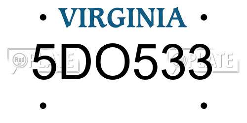 5DO533 Virginia License Plate