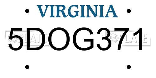 5DOG371 Virginia License Plate