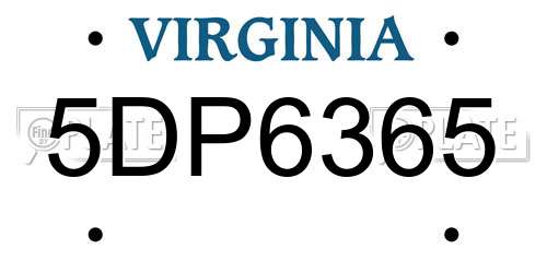 5DP6365 Virginia License Plate