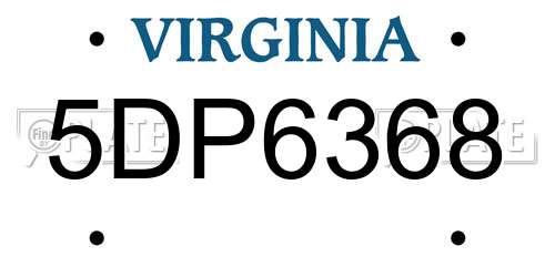 5DP6368 Virginia License Plate