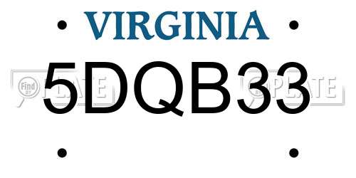 5DQB33 Virginia License Plate