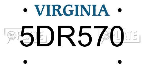 5DR570 Virginia License Plate