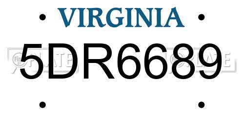 5DR6689 Virginia License Plate