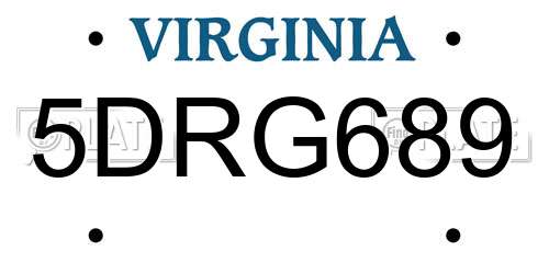 5DRG689 Virginia License Plate
