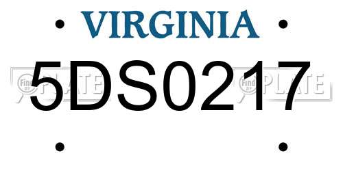 5DS0217 Virginia License Plate