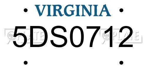 5DS0712 Virginia License Plate