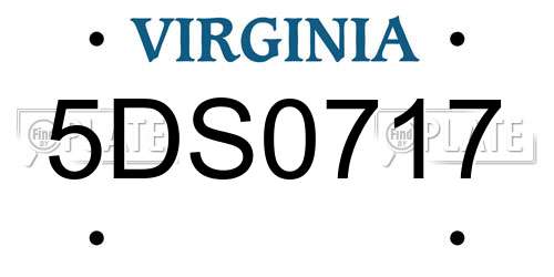 5DS0717 Virginia License Plate