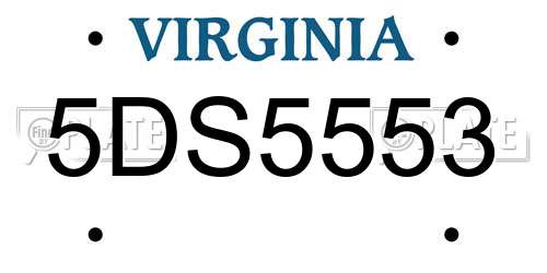 5DS5553 Virginia License Plate