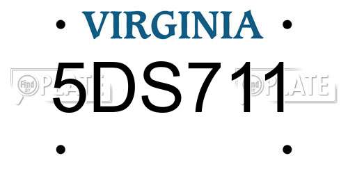 5DS711 Virginia License Plate