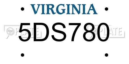 5DS780 Virginia License Plate