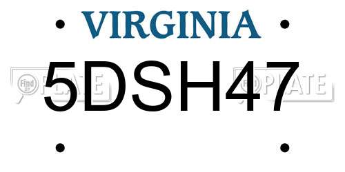 5DSH47 Virginia License Plate