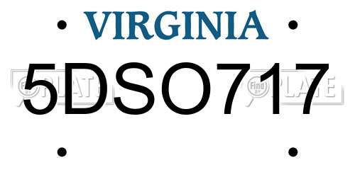 5DSO717 Virginia License Plate