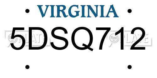 5DSQ712 Virginia License Plate