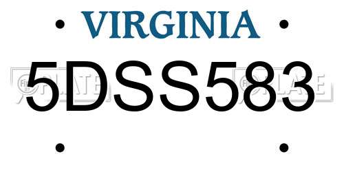 5DSS583 Virginia License Plate