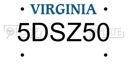 5DSZ50 Virginia License Plate